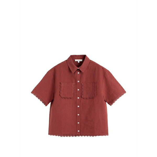 チンティアンドパーカー レディース シャツ トップス Scallop-trim shirt Red|asty