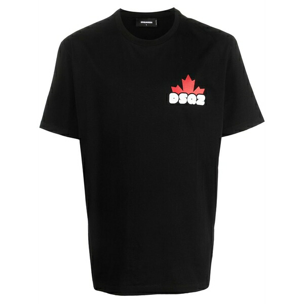 ディースクエアード メンズ Tシャツ トップス Logo-print cotton t-shirt Black｜asty