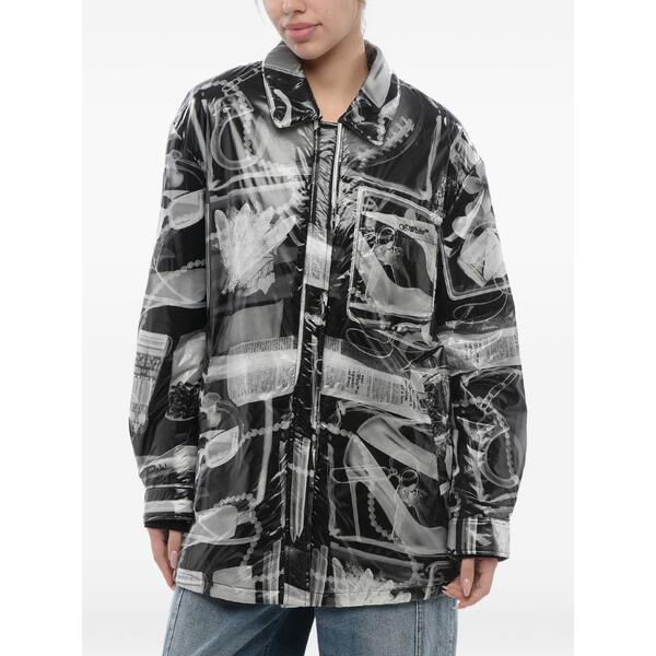 オフホワイト レディース ジャケット&ブルゾン アウター X-ray printed shirt jacket Black|asty