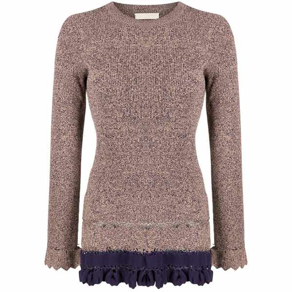 ウラ・ジョンソン レディース ニット&セーター アウター Ribbed ruffle-trim jumper Multicolour｜asty