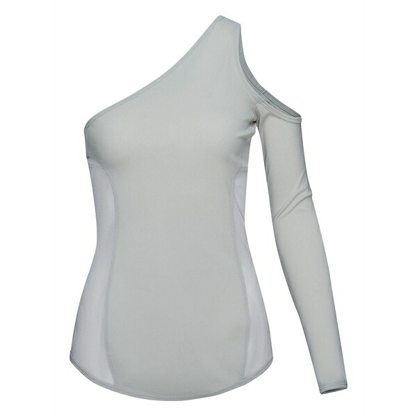イッセイミヤケ レディース Tシャツ トップス One-shoulder long-sleeve shirt Grey｜asty