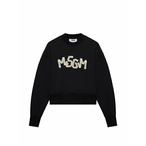 エムエスジイエム レディース ニット&セーター アウター Embroidered sweatshirt Black｜asty