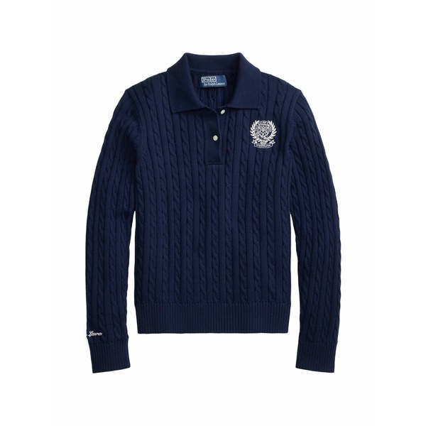 ラルフローレン レディース ポロシャツ トップス Cable embroidered polo sweater Blue｜asty