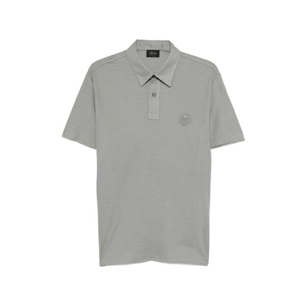 ブリオーニ メンズ ポロシャツ トップス Logo-embroidered polo shirt Grey｜asty