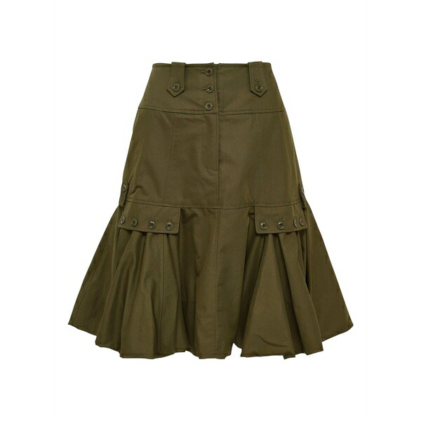 ロック レディース スカート ボトムス Pleated-hem midi skirt Green｜asty