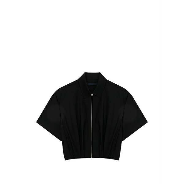 ジュン・ジー レディース シャツ トップス Zip-up gathered shirt Black｜asty
