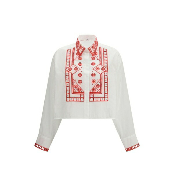 エルマンノ シェルヴィーノ レディース シャツ トップス Manjaro embroidered shirt White|asty