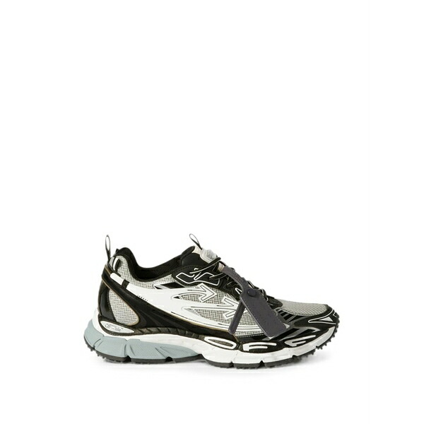 オフホワイト メンズ スニーカー シューズ Arrows-patch panelled sneakers Grey｜asty