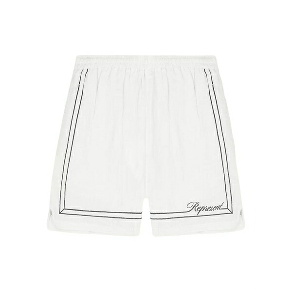 リプレゼント メンズ カジュアルパンツ ボトムス Border-embroidered shorts White｜asty