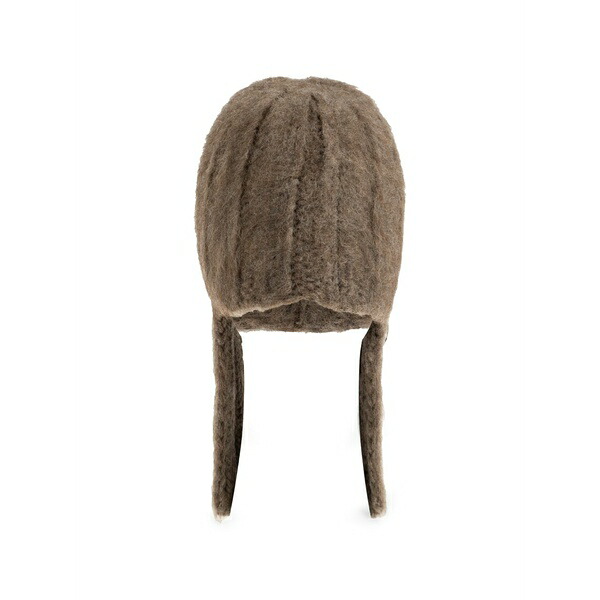 マルタンマルジェラ メンズ 帽子 アクセサリー Ribbed ear-flap beanie hat Brown｜asty