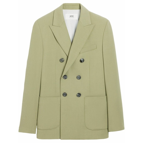 アミ レディース ジャケット＆ブルゾン アウター Peak-lapels double-breasted blazer Green｜asty