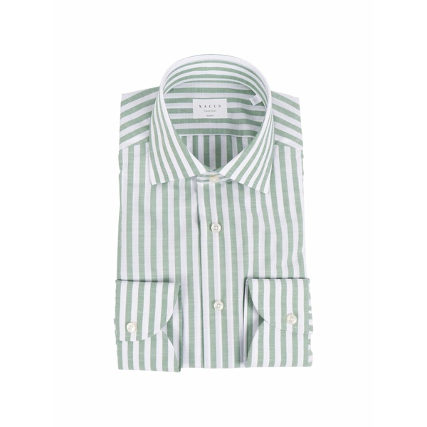 ザカス メンズ シャツ トップス Travel shirt stripe-print shirt Green｜asty