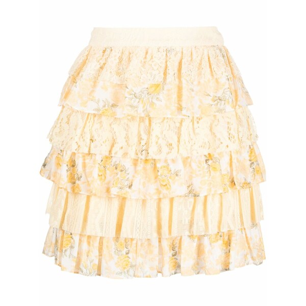 ラブスハックファンシー レディース スカート ボトムス Floral-print ruffled miniskirt Yellow|asty