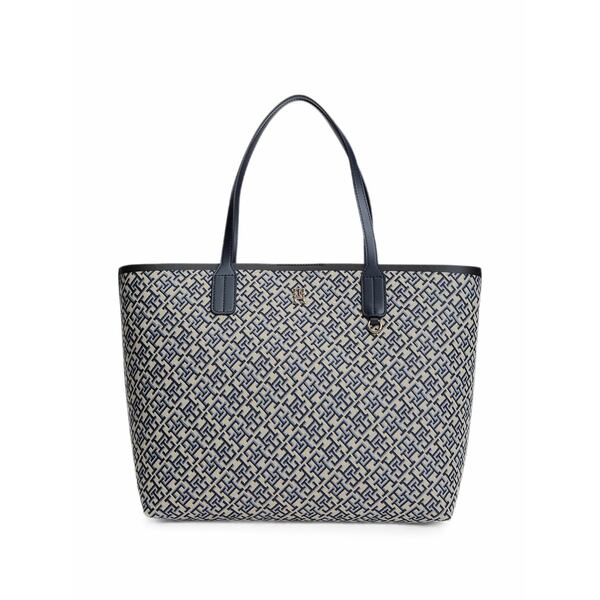 トミー ヒルフィガー レディース トートバッグ バッグ Monogram-pattern logo-plaque tote bag Blue|asty