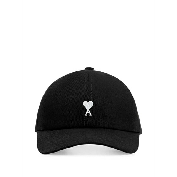 アミ メンズ 帽子 アクセサリー Cotton cap with ami de coeur Black｜asty