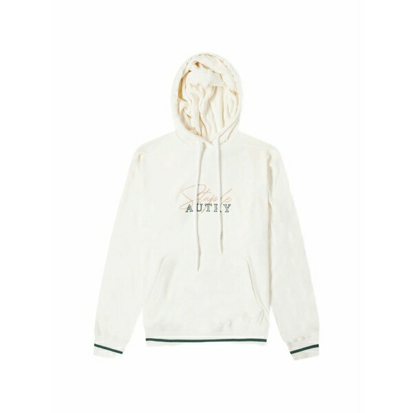 オートリー メンズ パーカー・スウェットシャツ アウター Embroidered striped hoodie Neutrals|asty