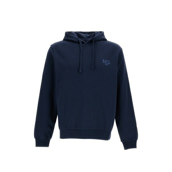 アーペーセー メンズ パーカー・スウェットシャツ アウター Logo-embroidered drawstring hoodie Blue｜asty 59,290円