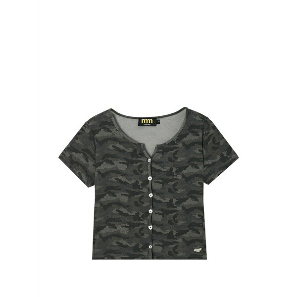 ミニクリーム レディース Tシャツ トップス Camouflage-print button-up t-shirt Grey｜asty