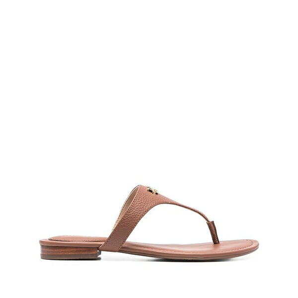 ラルフローレン レディース サンダル シューズ Logo-print leather sandals Brown|asty