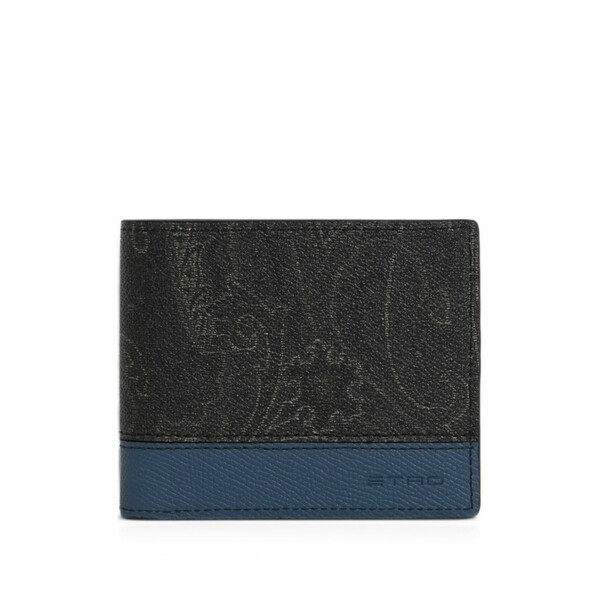 エトロ メンズ 財布 アクセサリー Bifold arnica wallet with leather insert Black｜asty