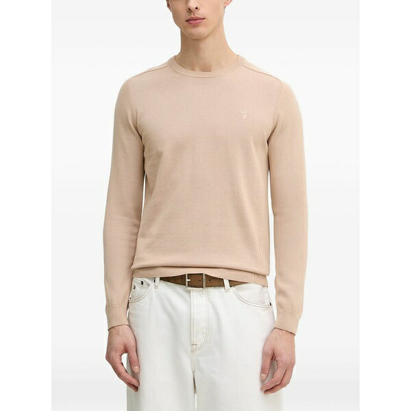 トラサルディ メンズ ニット&セーター アウター Logo-embroidered crew-neck sweater Neutrals|asty