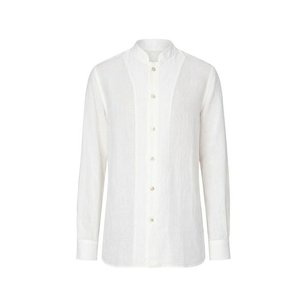イレブンティ メンズ シャツ トップス Stand-up collar linen shirt White｜asty