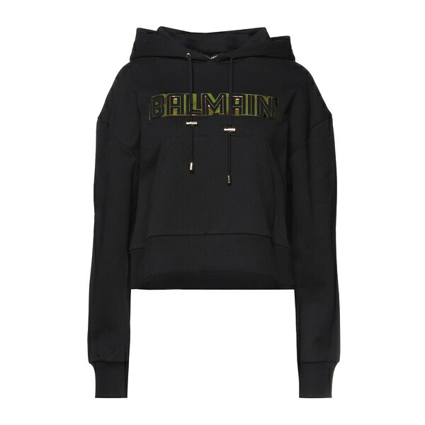 【送料無料】 バルマン レディース パーカー・スウェットシャツ アウター Sweatshirts Black｜asty