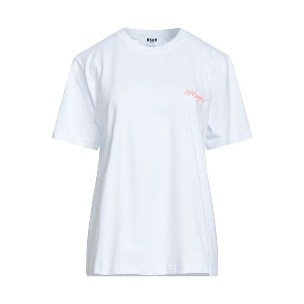 【送料無料】 エムエスジイエム レディース Tシャツ トップス T-shirts White