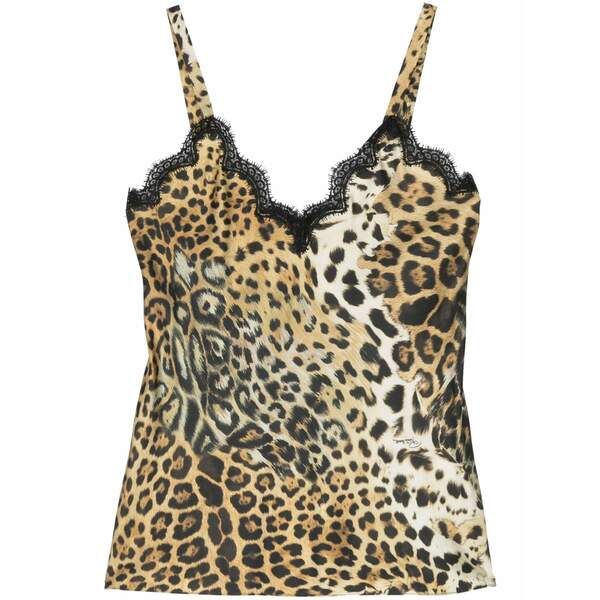 ロベルトカヴァリ レディース カットソー トップス Leopard-print top Neutrals