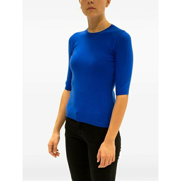 ラ ローズ レディース Tシャツ トップス Crew-neck cashmere t-shirt Blue|asty