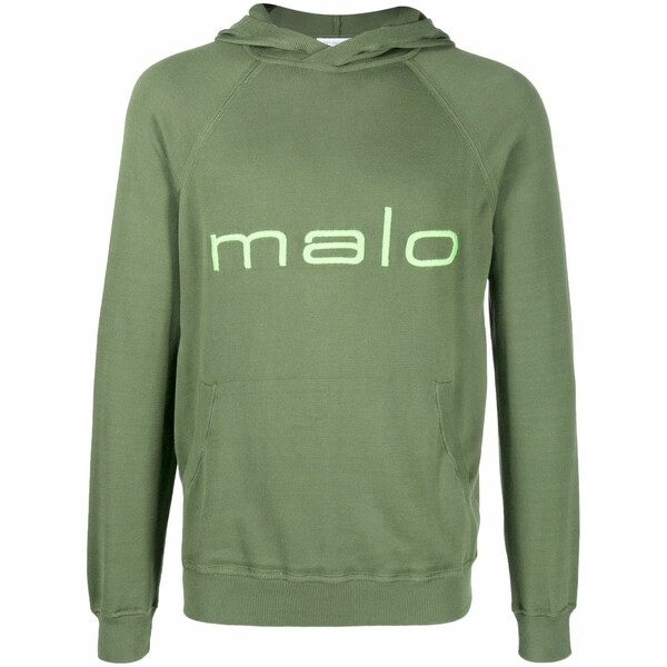 マロ メンズ パーカー・スウェットシャツ アウター Logo-print hooded sweatshirt Green｜asty