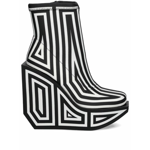 ユナイテッドヌード レディース ブーツ シューズ Striped-print wedge ankle boots Black｜asty 75,790円