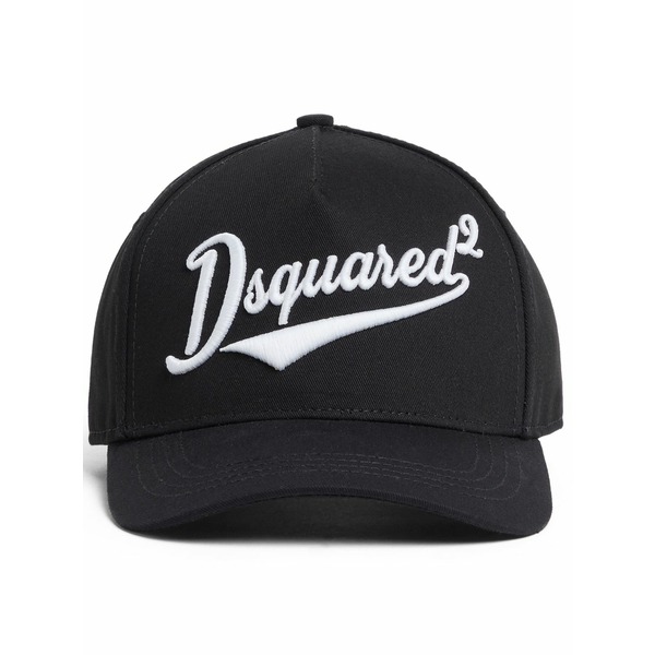 ディースクエアード メンズ 帽子 アクセサリー Embroidered logo cap Black|asty