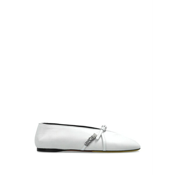 モスキーノ レディース サンダル シューズ Log-plaque leather ballet flats White｜asty