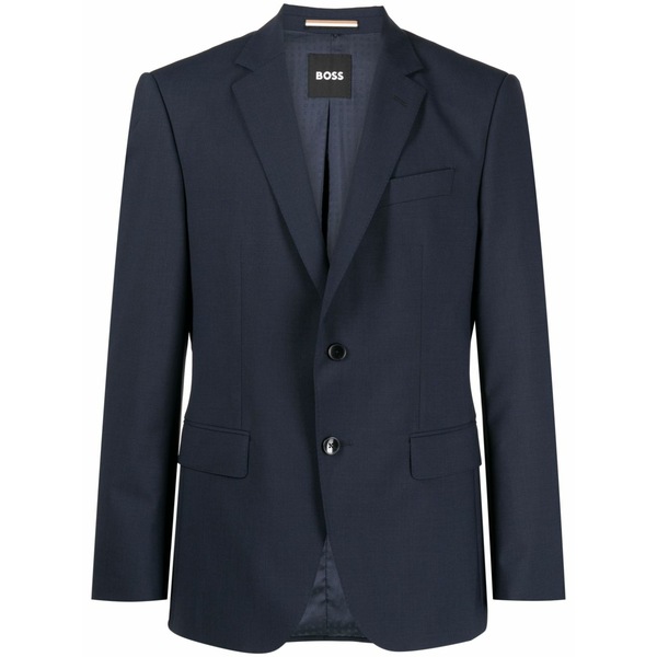 ボス メンズ ジャケット＆ブルゾン アウター Notched-lapels single-breasted blazer Blue｜asty