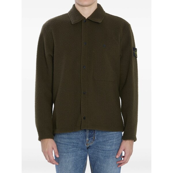 ストーンアイランド メンズ シャツ トップス Virgin wool-blend shirt Green｜asty