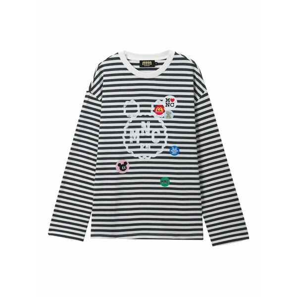ミニ皮膚軟化剤 レディース プルオーバー トップス Striped appliqu茫漏 t-shirt White