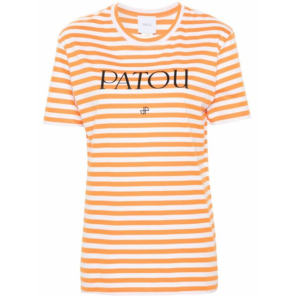 ジャンパトゥ レディース Tシャツ トップス Logo-print striped t-shirt Orange|asty