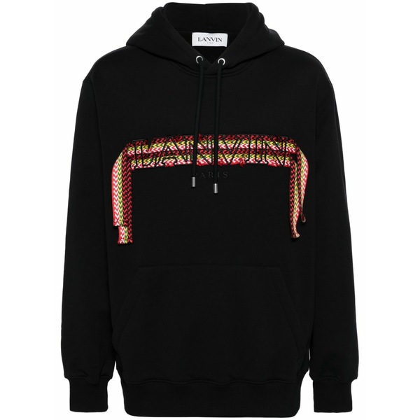 ランバン メンズ パーカー・スウェットシャツ アウター Curb cotton hoodie Black｜asty