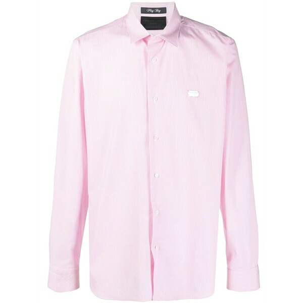 フィリッププレイン メンズ シャツ トップス Skull-print striped shirt Pink｜asty