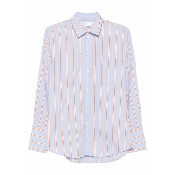 ヴィクトリア ベッカム レディース シャツ トップス Striped cotton long-sleeve shirt Blue｜asty