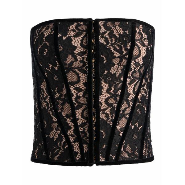 アリス アンド オリビア レディース カットソー トップス Cosette lace-design corset Black｜asty