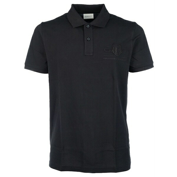 ガント メンズ ポロシャツ トップス Embroidered polo shirt Black｜asty