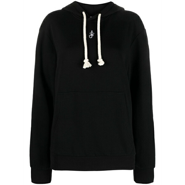 J.W.アンダーソン レディース パーカー・スウェットシャツ アウター Logo-embroidered cotton blend hoodie Black
