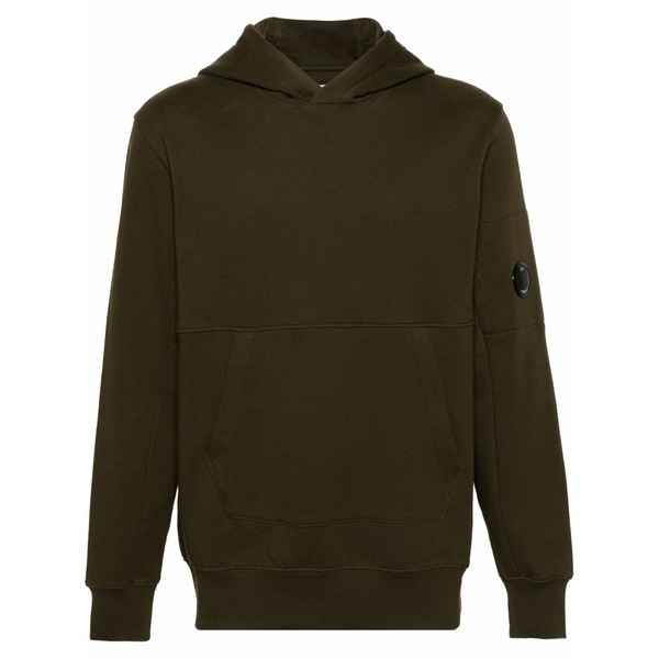 シーピーカンパニー メンズ パーカー・スウェットシャツ アウター Diagonal raised lens-detail hoodie Green