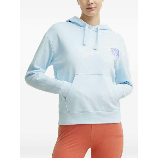 北の方人間の顔 レディース パーカー・スウェットシャツ アウター Hooded graphic print sweater Blue