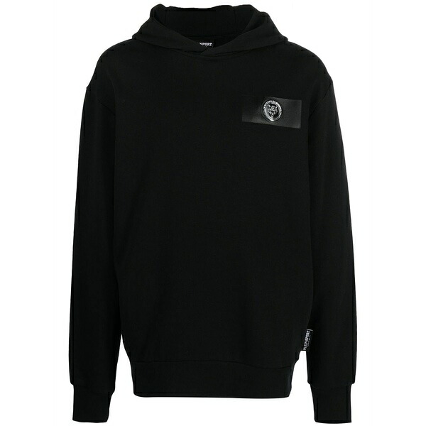 プレインスポーツ メンズ パーカー・スウェットシャツ アウター Logo-patch long-sleeved hoodie Black｜asty