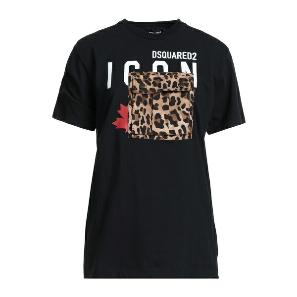 【貨物輸送無料】 ディースクエアード レディース プルオーバー トップス T-shirts Black