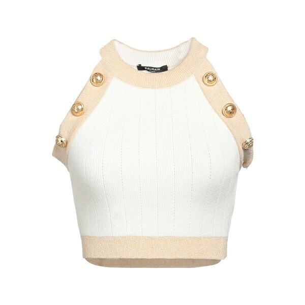 【送料無料】 バルマン レディース Tシャツ トップス Tops White｜asty