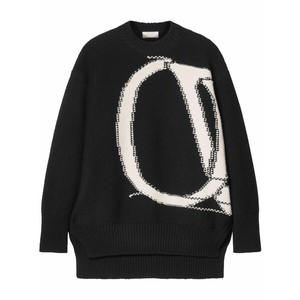 象牙色 レディース 編み物\u0026スウェーター アウター Ow maxi logo-intarsia jumper Black